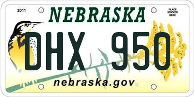NE license plate DHX950