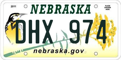 NE license plate DHX974