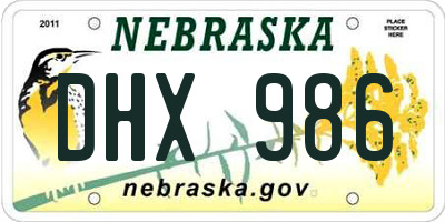 NE license plate DHX986