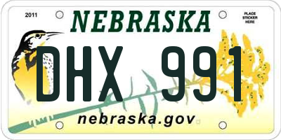 NE license plate DHX991