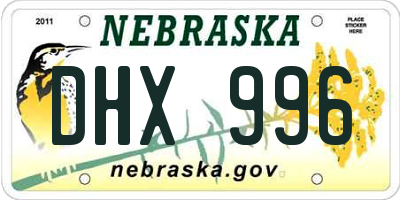 NE license plate DHX996