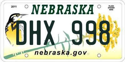 NE license plate DHX998