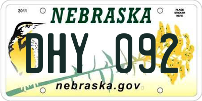 NE license plate DHY092