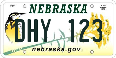 NE license plate DHY123