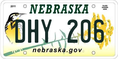 NE license plate DHY206