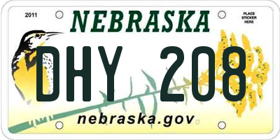 NE license plate DHY208