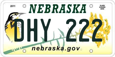 NE license plate DHY222