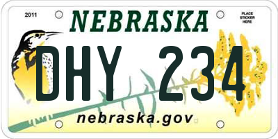 NE license plate DHY234