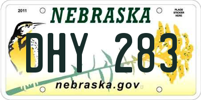 NE license plate DHY283