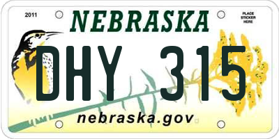 NE license plate DHY315