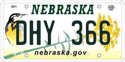 NE license plate DHY366