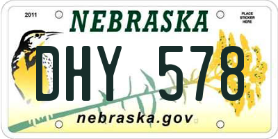 NE license plate DHY578