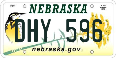 NE license plate DHY596