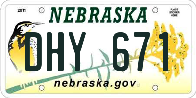NE license plate DHY671