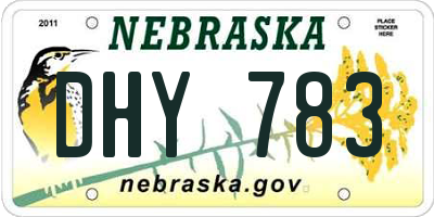 NE license plate DHY783