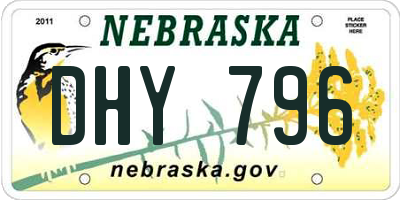 NE license plate DHY796