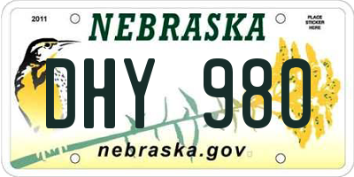 NE license plate DHY980