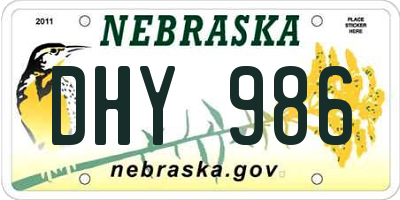 NE license plate DHY986