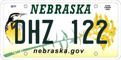 NE license plate DHZ122