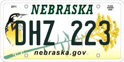 NE license plate DHZ223
