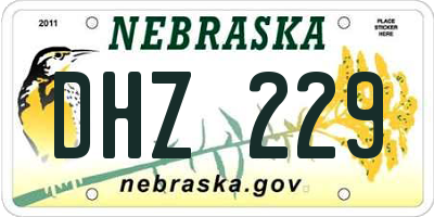 NE license plate DHZ229