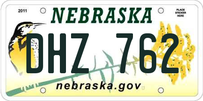 NE license plate DHZ762