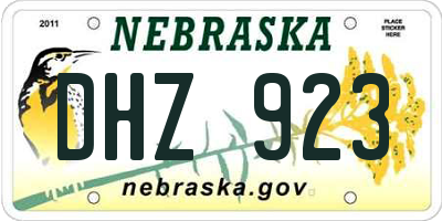 NE license plate DHZ923