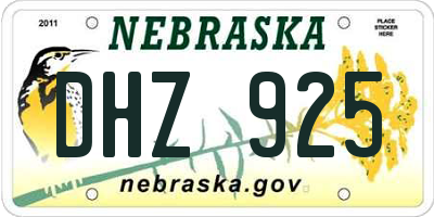 NE license plate DHZ925