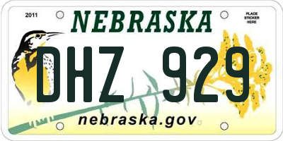 NE license plate DHZ929