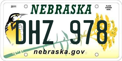 NE license plate DHZ978