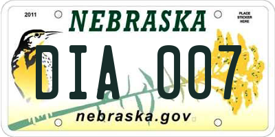 NE license plate DIA007