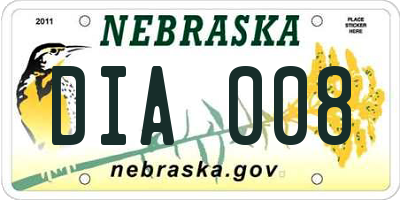 NE license plate DIA008