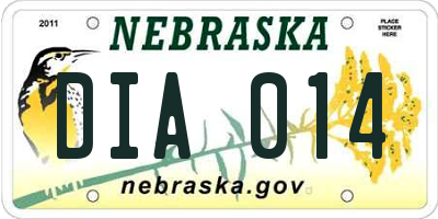 NE license plate DIA014