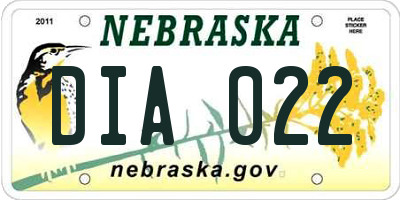 NE license plate DIA022