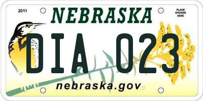 NE license plate DIA023