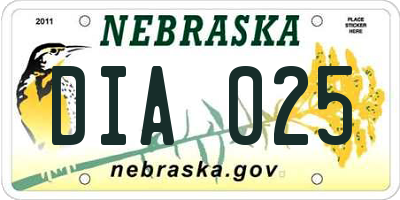 NE license plate DIA025