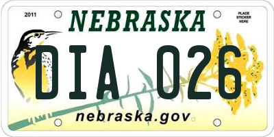 NE license plate DIA026