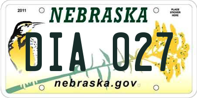 NE license plate DIA027