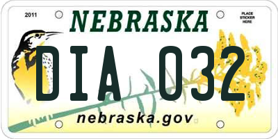 NE license plate DIA032