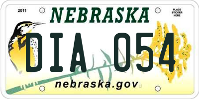NE license plate DIA054