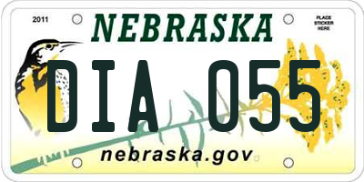NE license plate DIA055