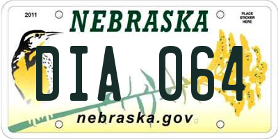 NE license plate DIA064