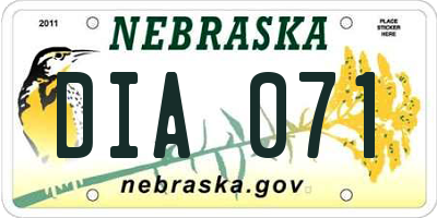 NE license plate DIA071