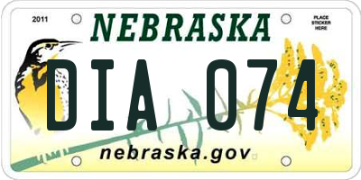 NE license plate DIA074