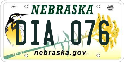 NE license plate DIA076