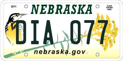 NE license plate DIA077