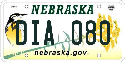 NE license plate DIA080