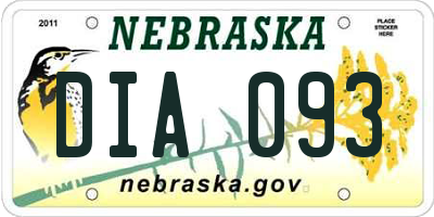 NE license plate DIA093