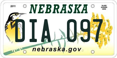 NE license plate DIA097