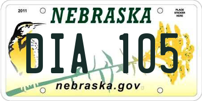 NE license plate DIA105